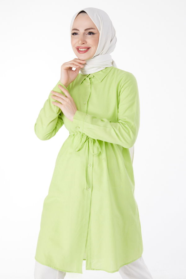 Beli Tünel Detaylı Tunik Yeşil - 13157 YEŞİL