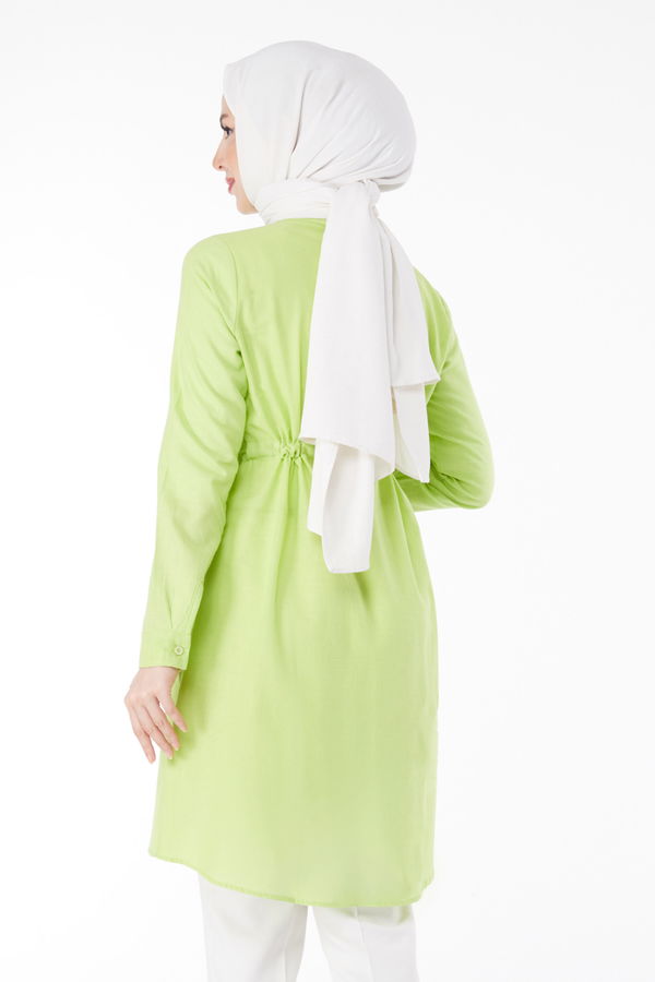 Beli Tünel Detaylı Tunik Yeşil - 13157 YEŞİL