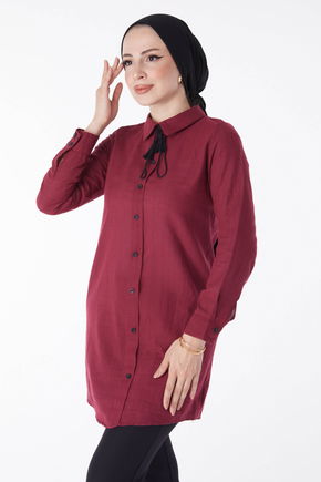 Püskül Detaylı Tunik Bordo - 13159