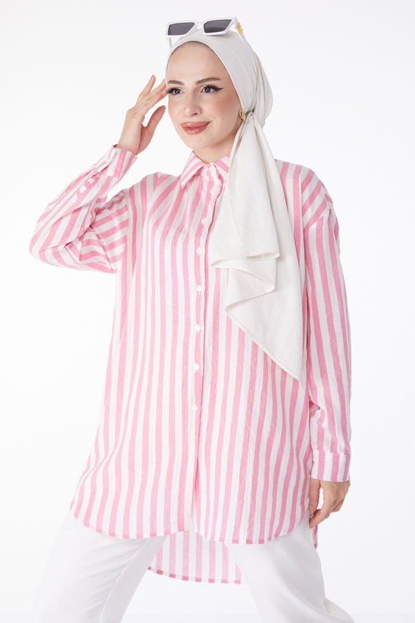 Çizgili Tunik Pembe - 13172