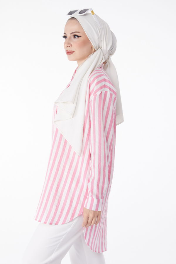 Çizgili Tunik Pembe - 13172