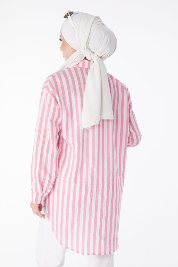 Çizgili Tunik Pembe - 13172
