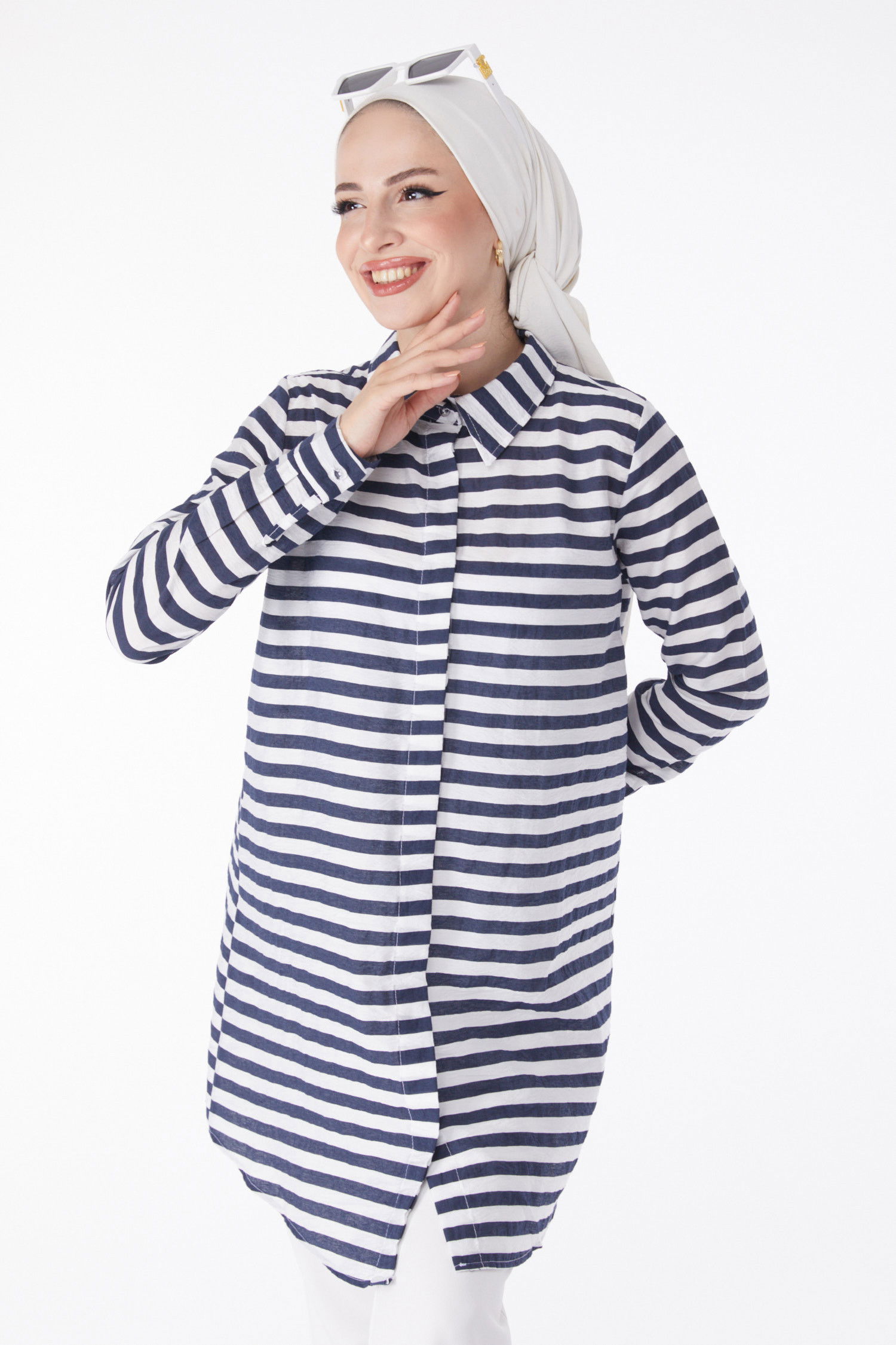 Çizgili Tunik Lacivert - 13178