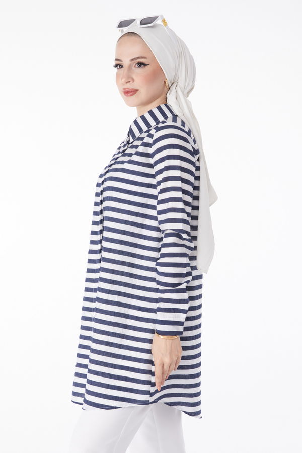 Çizgili Tunik Lacivert - 13178