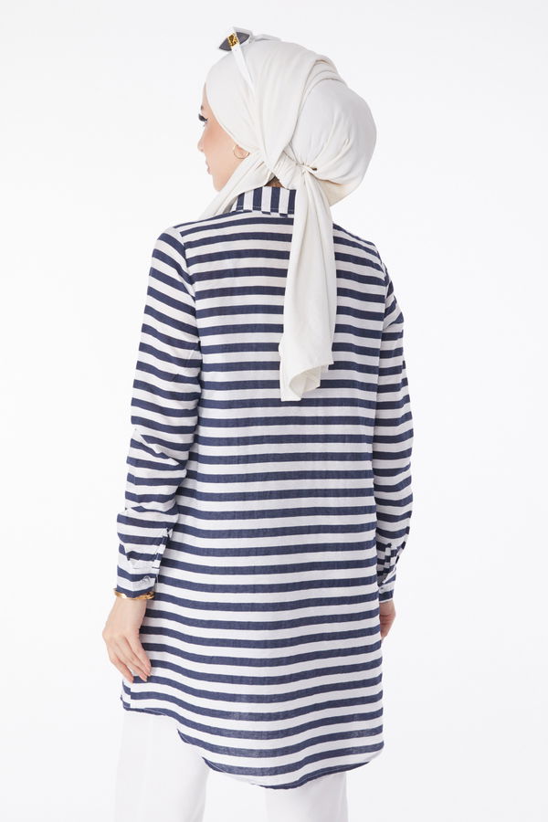 Çizgili Tunik Lacivert - 13178