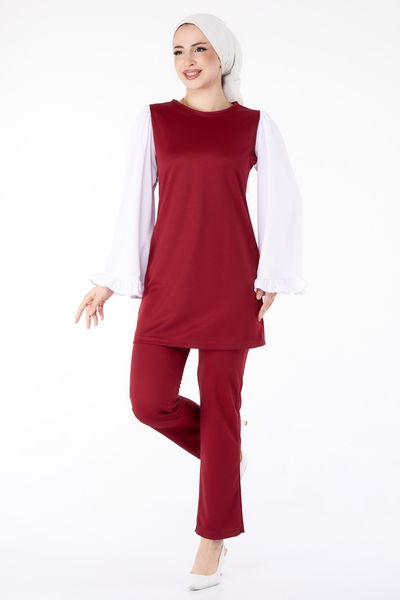 Tunik Pantolon İkili Takım Bordo - 13198