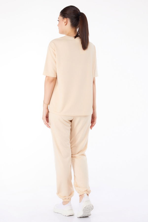 T-shirt +Pantolon İkili Takım Bej - 13199