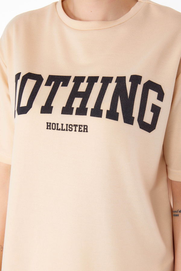 T-shirt +Pantolon İkili Takım Bej - 13199