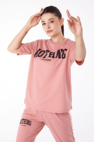 T-shirt +Pantolon İkili Takım Pembe - 13199