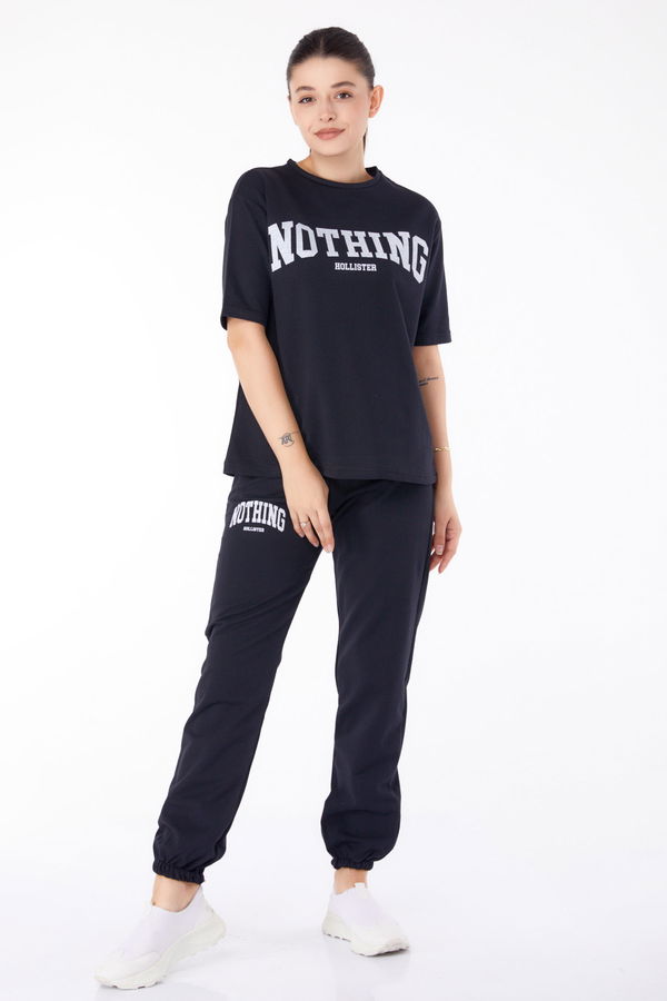 T-shirt +Pantolon İkili Takım Siyah - 13199