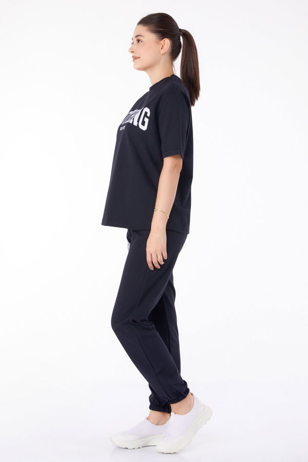 T-shirt +Pantolon İkili Takım Siyah - 13199