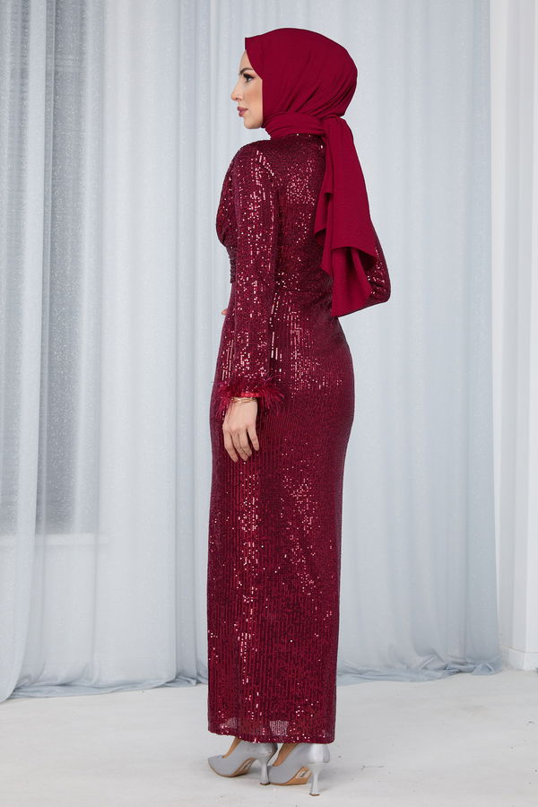 Abiye Elbise Bordo - 23653