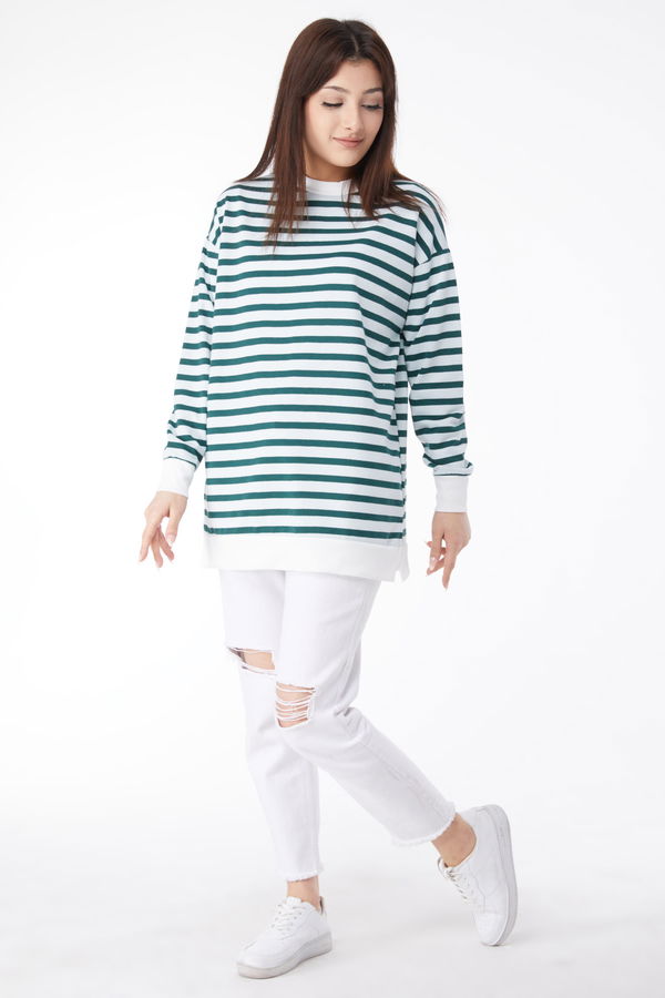 Çizgili Tunik Yeşil - 23891 YEŞİL