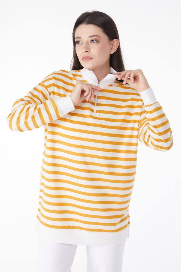 Çizgili Sweat Sarı - 23892
