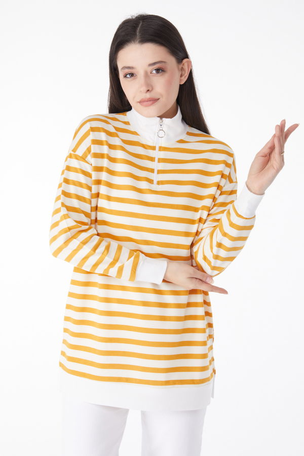 Çizgili Sweat Sarı - 23892
