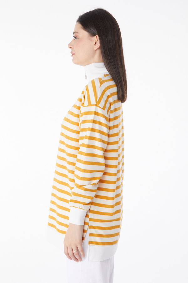 Çizgili Sweat Sarı - 23892