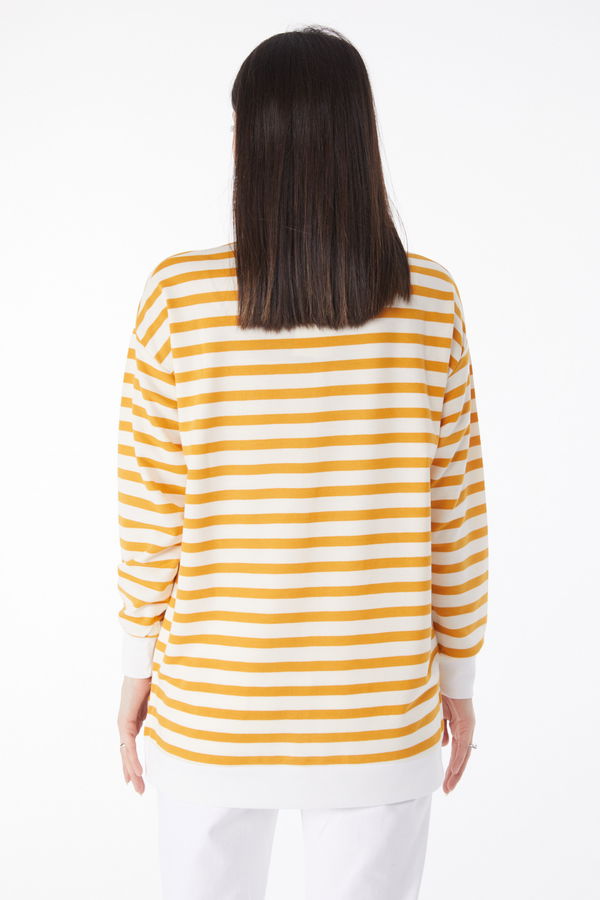 Çizgili Sweat Sarı - 23892