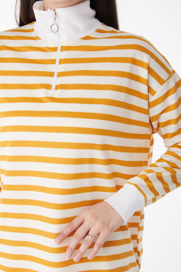 Çizgili Sweat Sarı - 23892