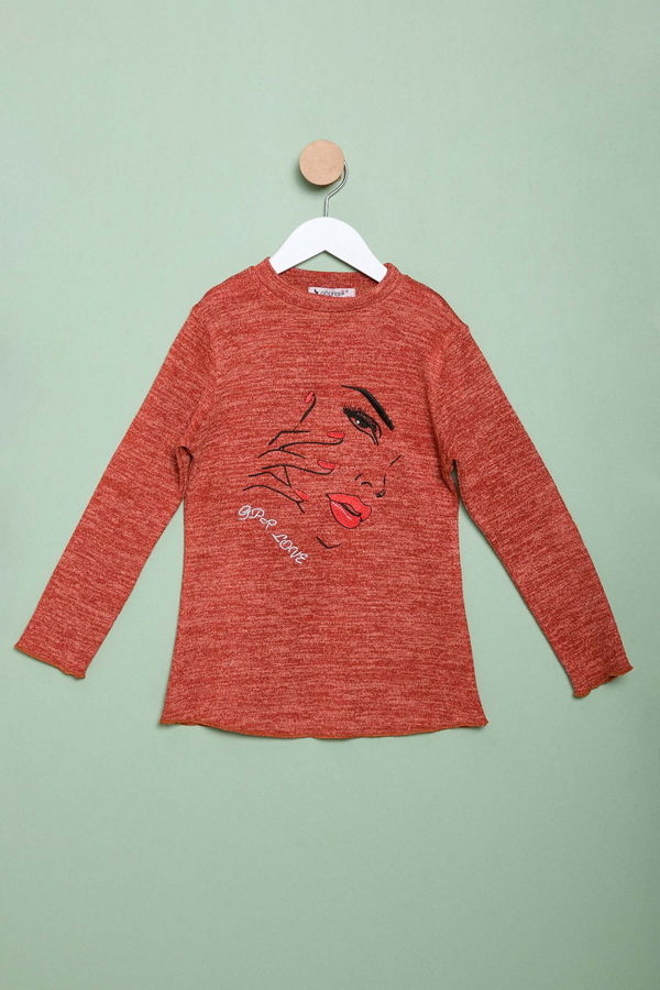 Kız Çocuk Kiremit Sweatshirt - 23987 KİREMİT