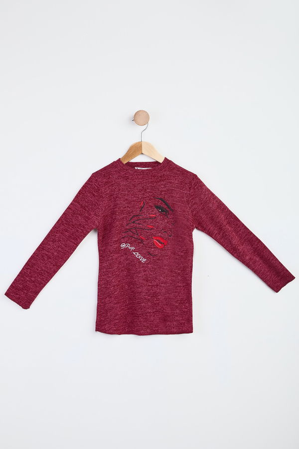 Kız Çocuk Bordo Sweatshirt - 23987 BORDO