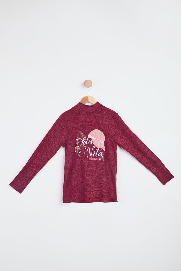 Kız Çocuk Bordo Sweatshirt - 23990 BORDO