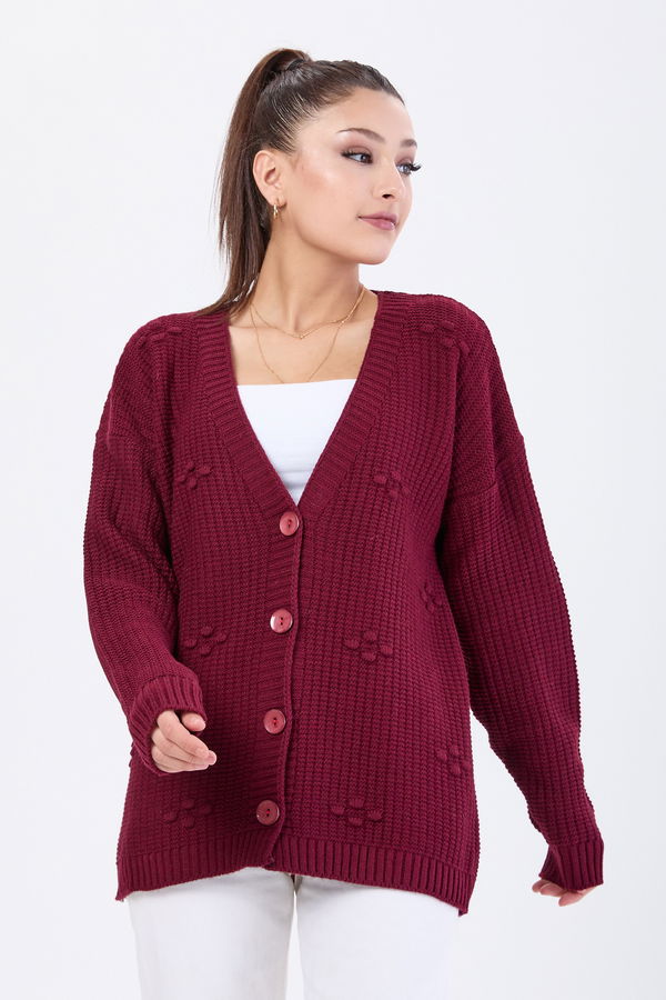 Triko Hırka Bordo - 24145 BORDO