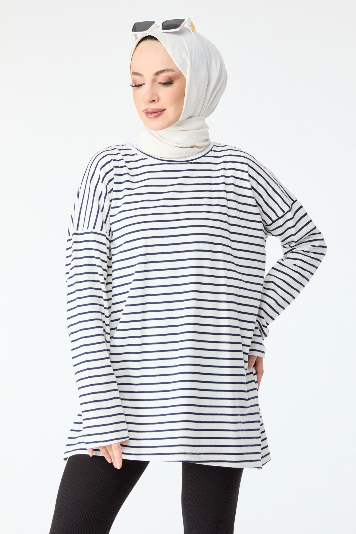 Çizgili Tunik Lacivert - 24187