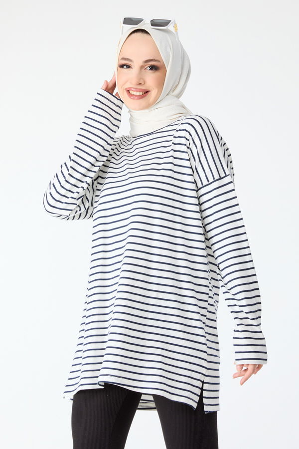 Çizgili Tunik Lacivert - 24187