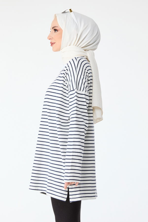 Çizgili Tunik Lacivert - 24187