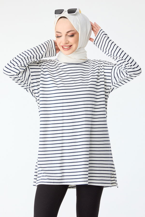 Çizgili Tunik Lacivert - 24187