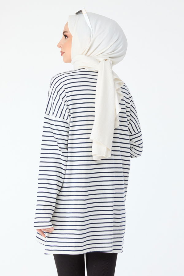 Çizgili Tunik Lacivert - 24187