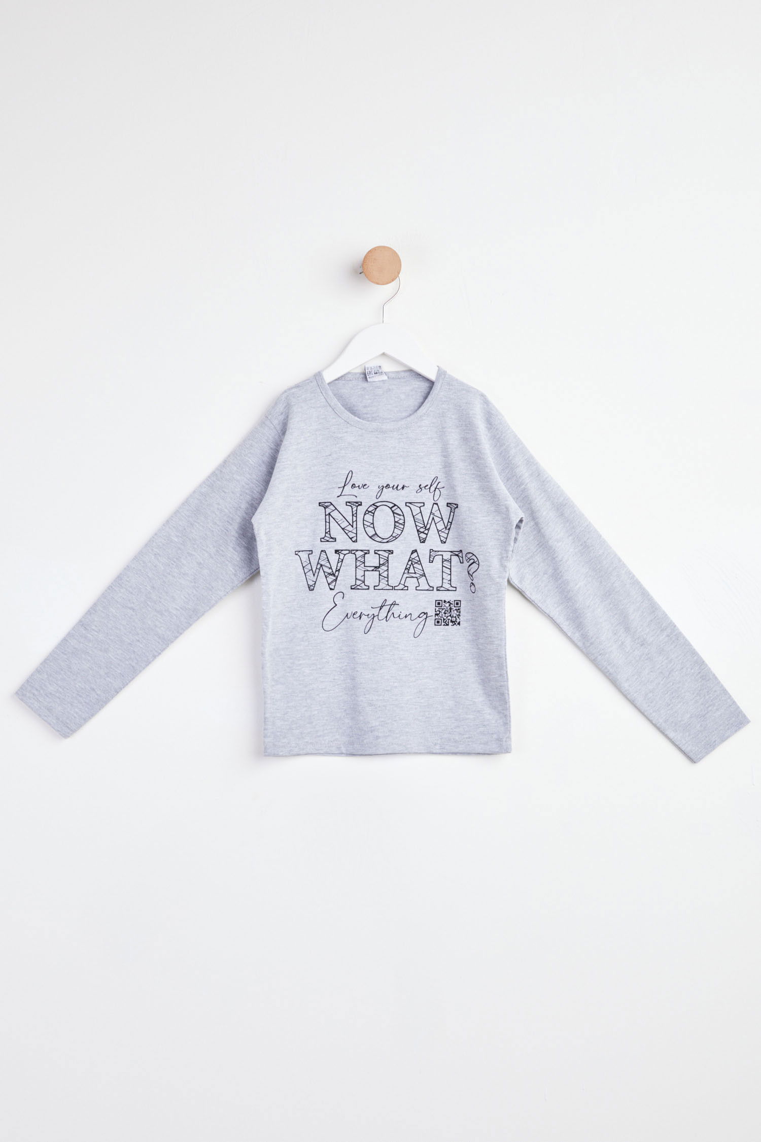 Kız Çocuk Gri Uzun Kol Baskılı sweatshirt - 24263 GRİ