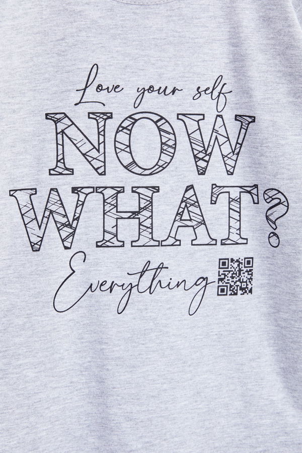 Kız Çocuk Gri Uzun Kol Baskılı sweatshirt - 24263 GRİ