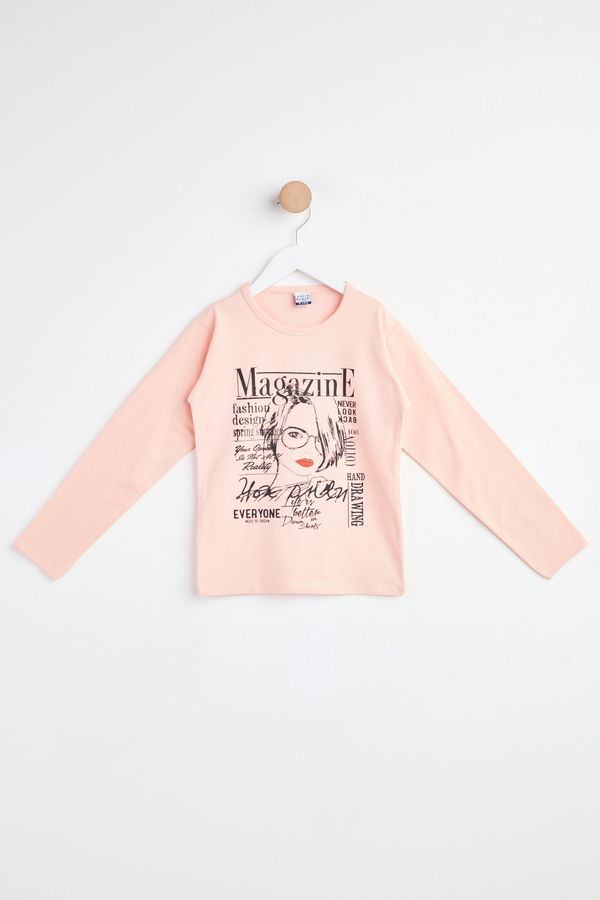 Kız Çocuk Lila Uzun Kol Baskılı sweatshirt - 24264 LİLA