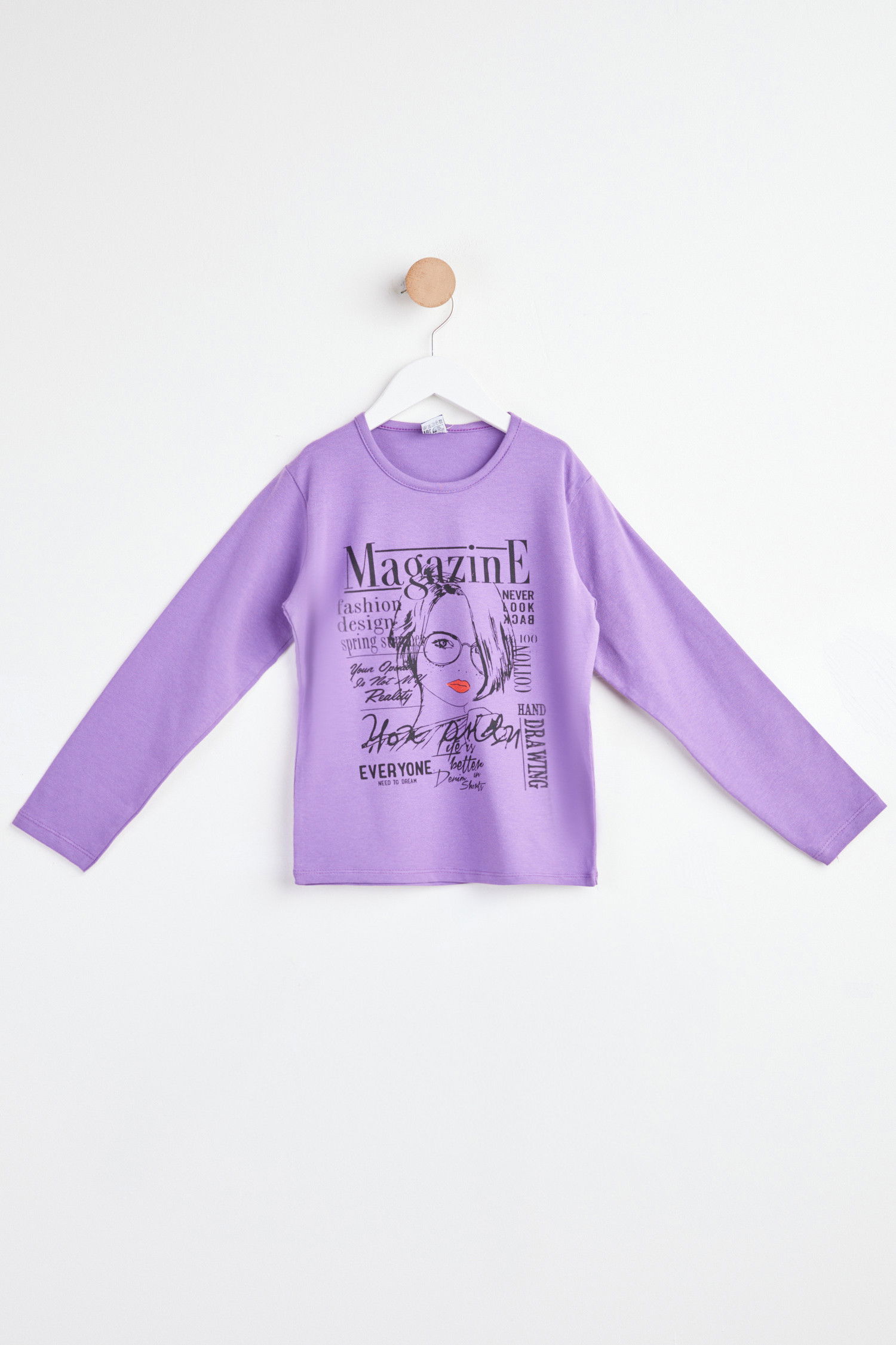 Kız Çocuk Mor Uzun Kol Baskılı sweatshirt - 24264