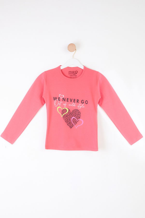 Kız Çocuk Pembe Uzun Kol Baskılı sweatshirt - 24266 PEMBE
