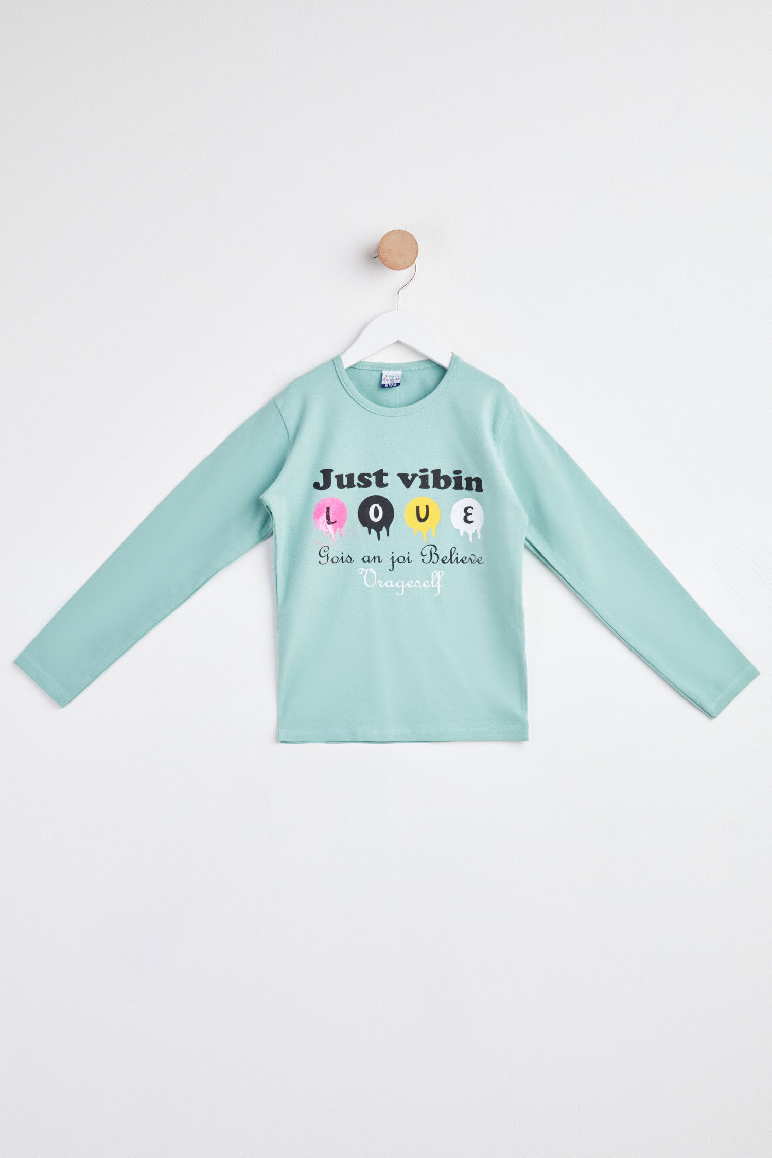 Kız Çocuk Yeşil Uzun Kol Baskılı sweatshirt - 24268