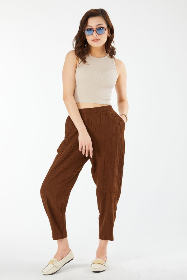 Kısa Kollu Crop Bej - 24438