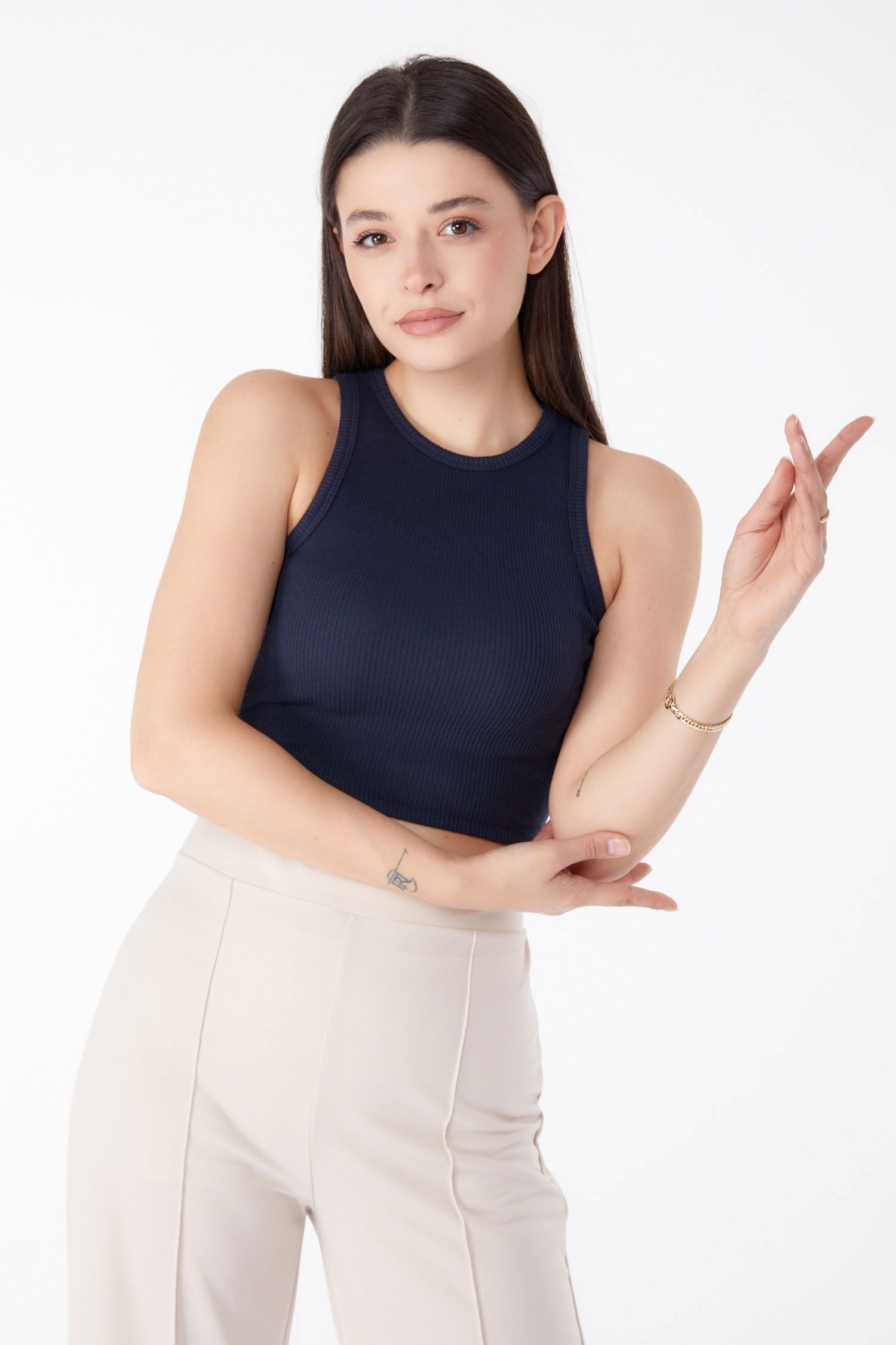 Kısa Kollu Crop Lacivert - 24438