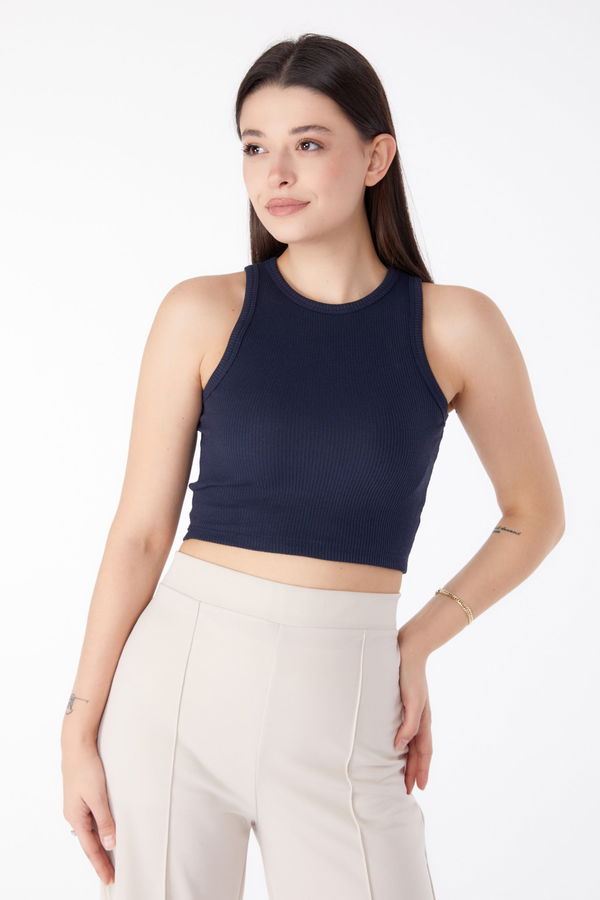 Kısa Kollu Crop Lacivert - 24438