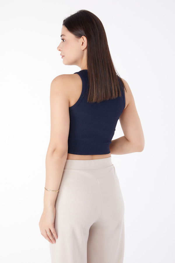 Kısa Kollu Crop Lacivert - 24438
