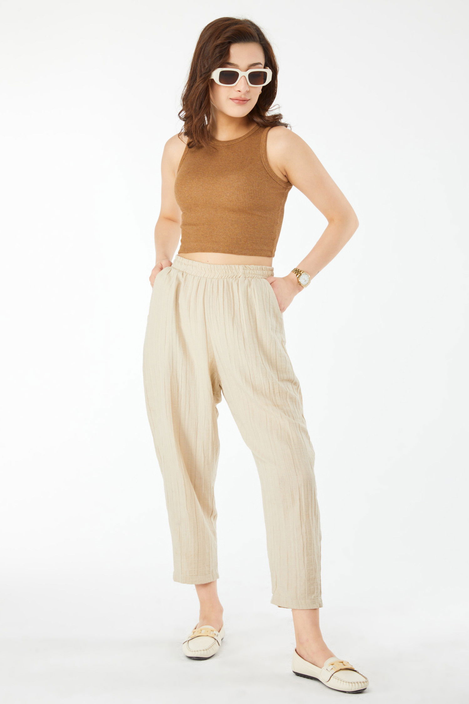 Kısa Kollu Crop Taba - 24438 TABA