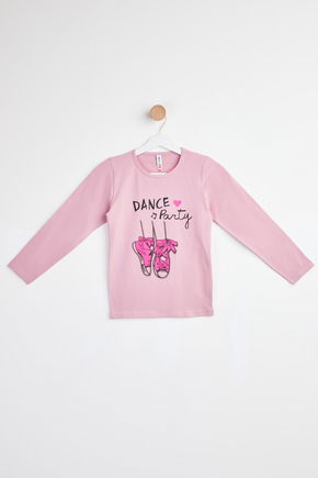 Baskılı Uzun Kollu T-shirt Pembe - 24476