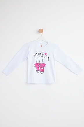 Baskılı Uzun Kollu T-shirt Beyaz - 24476