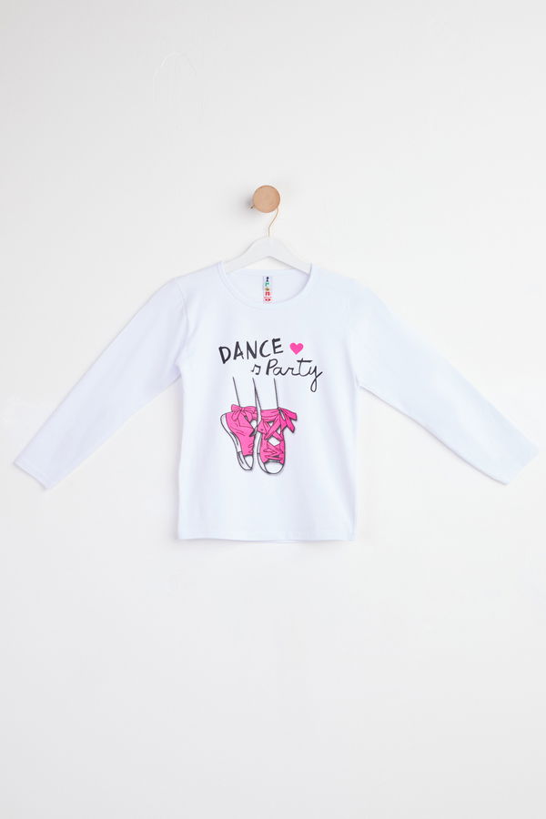 Baskılı Uzun Kollu T-shirt Beyaz - 24476
