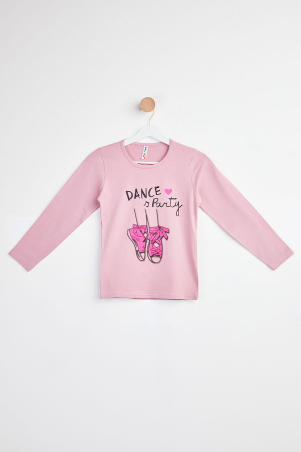 Baskılı Uzun Kollu T-shirt Pembe - 24476