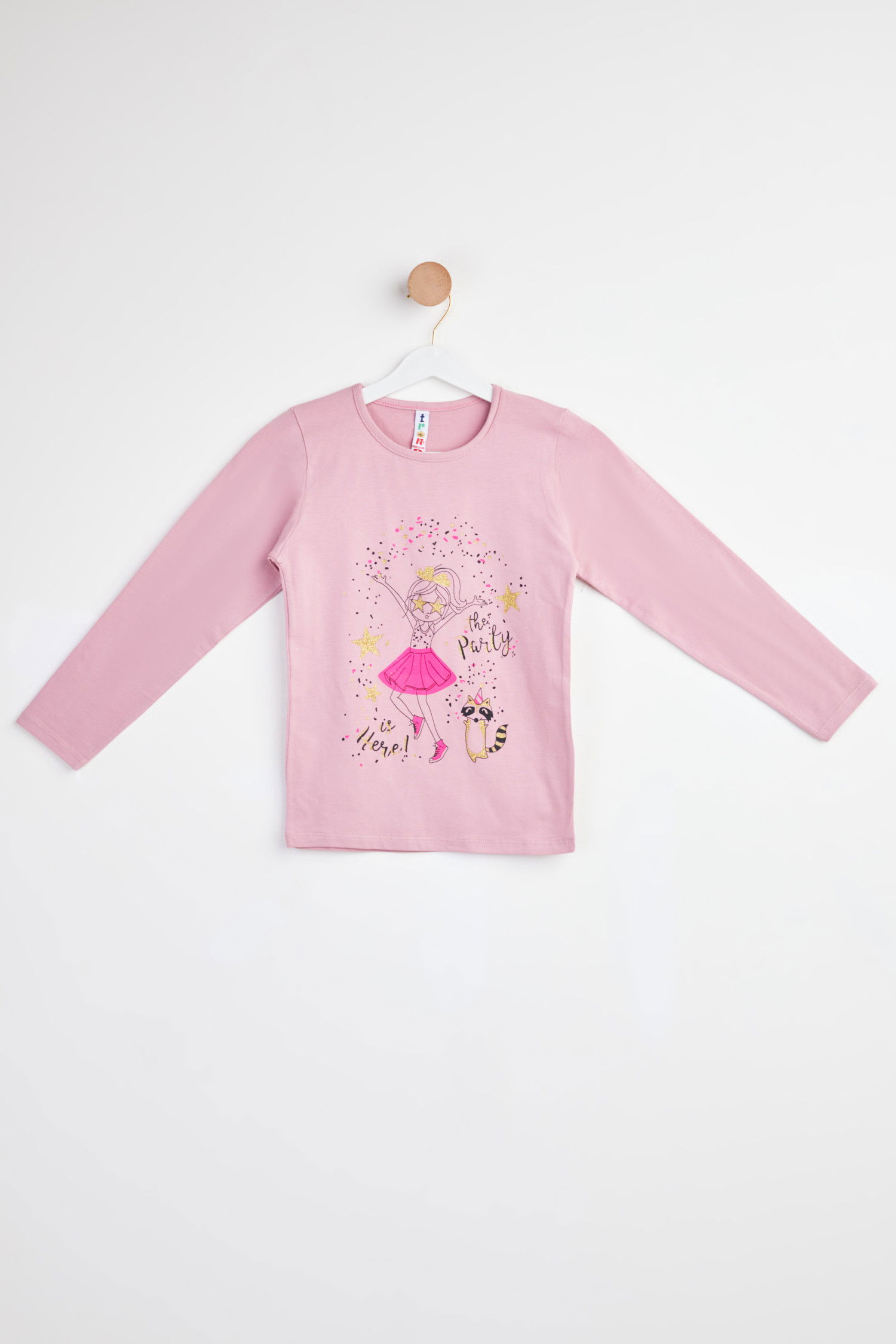 Baskılı Uzun Kollu T-shirt Pembe - 24477 PEMBE