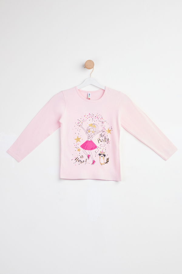 Baskılı Uzun Kollu T-shirt Pembe - 24477