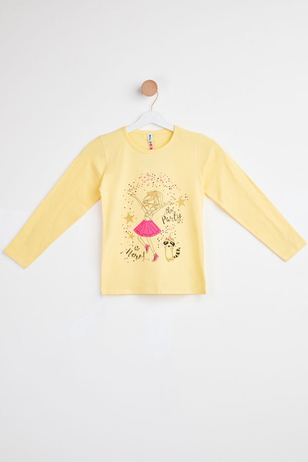 Baskılı Uzun Kollu T-shirt Sarı - 24477