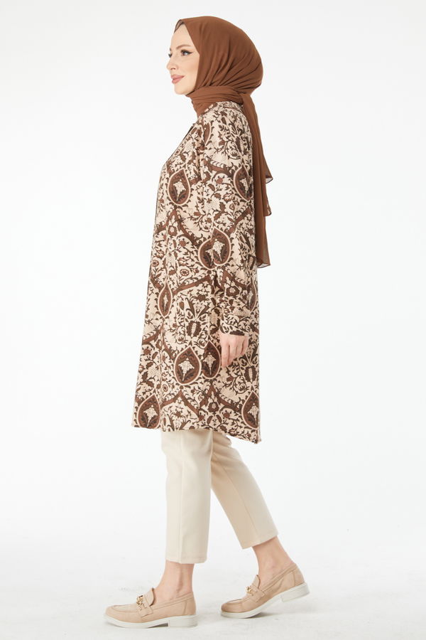 Desenli Tunik Kahverengi - 24502 KAHVERENGİ